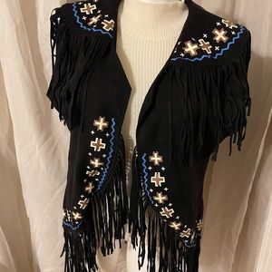 Black western vest with fringe size xl/1x/2x